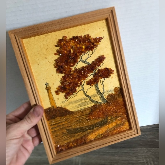 Vtg Baltic Amber Tree Art Framed - Picture 11 of 11